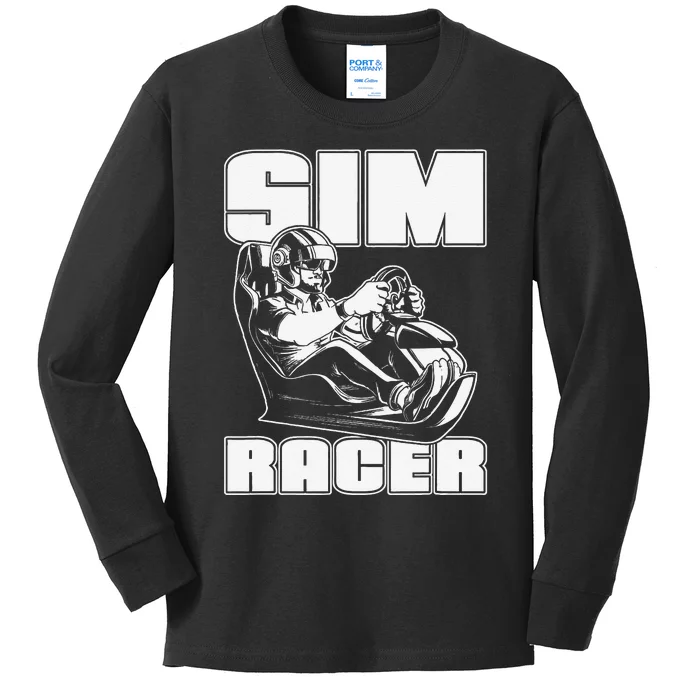 Sim Racer Simulation Gaming Race Car Sim Racing Kids Long Sleeve Shirt