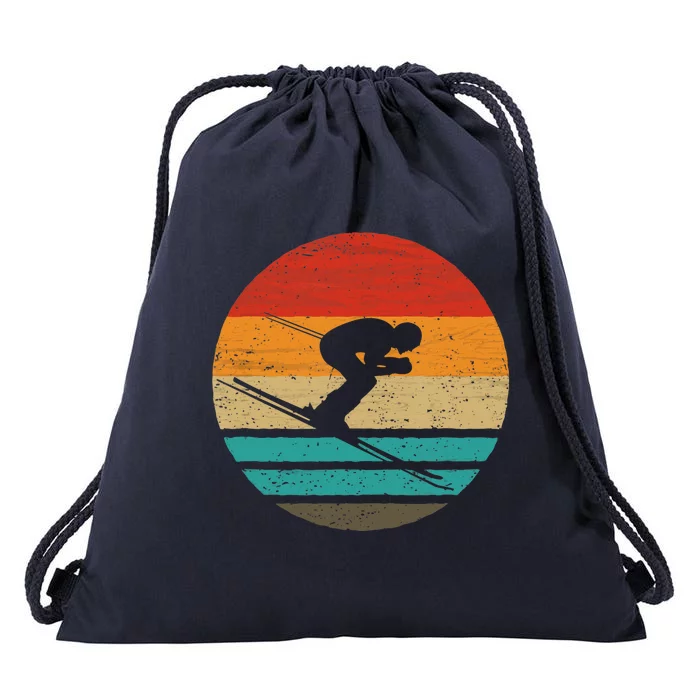 Skiing Retro Style Vintage Drawstring Bag