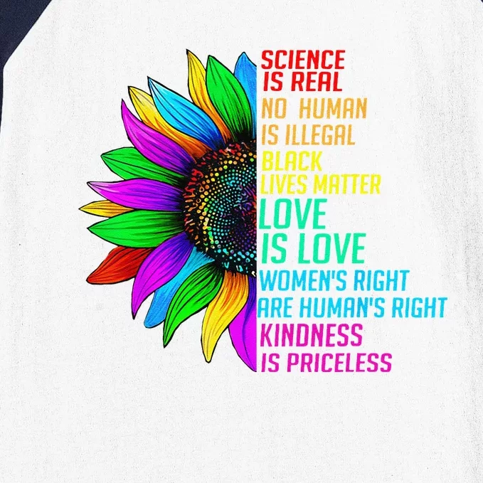 Sunflower Rainbow Science Is Real Black Lives Matter LGBT Baseball Sleeve Shirt