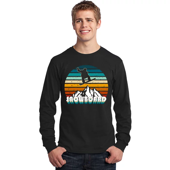 Snowboard Retro Sunset Long Sleeve Shirt