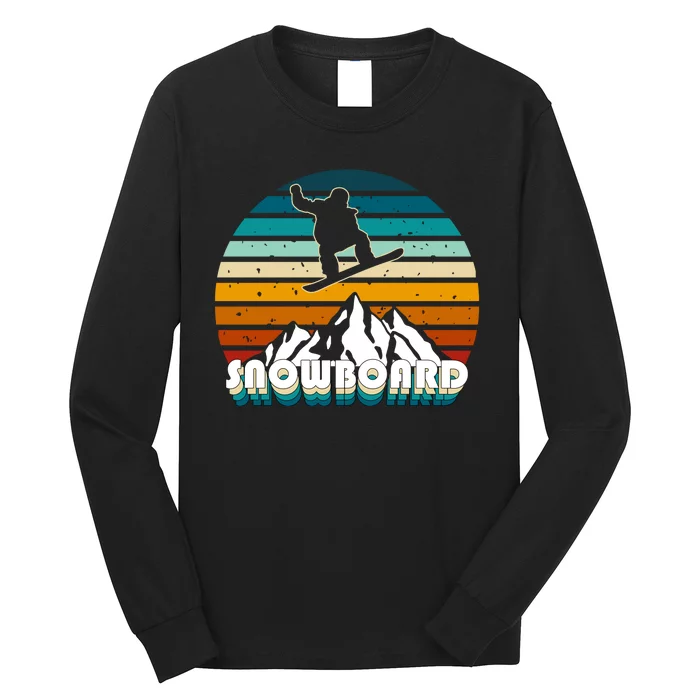 Snowboard Retro Sunset Long Sleeve Shirt