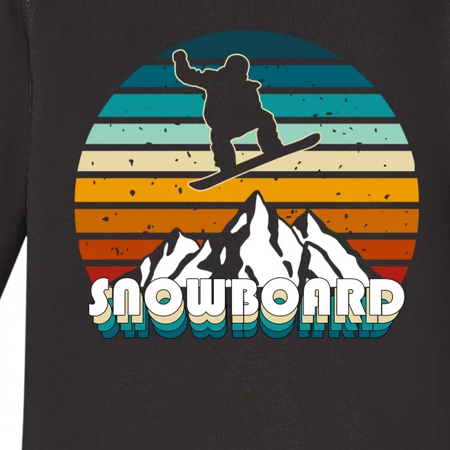 Snowboard Retro Sunset Baby Long Sleeve Bodysuit