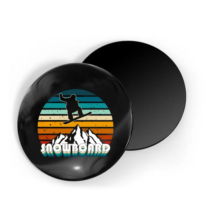 Snowboard Retro Sunset Magnet