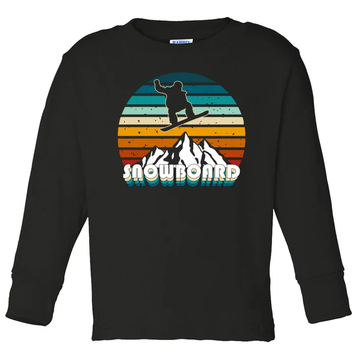 Snowboard Retro Sunset Toddler Long Sleeve Shirt