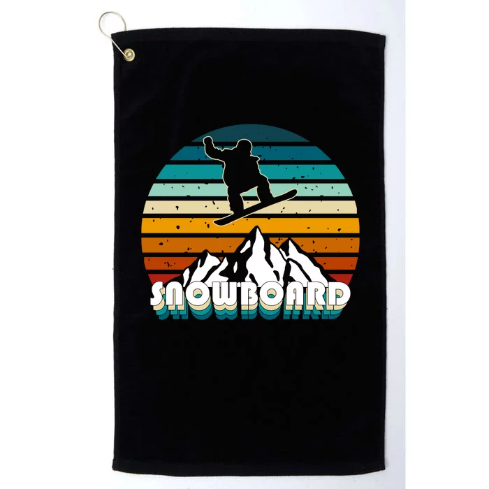 Snowboard Retro Sunset Platinum Collection Golf Towel