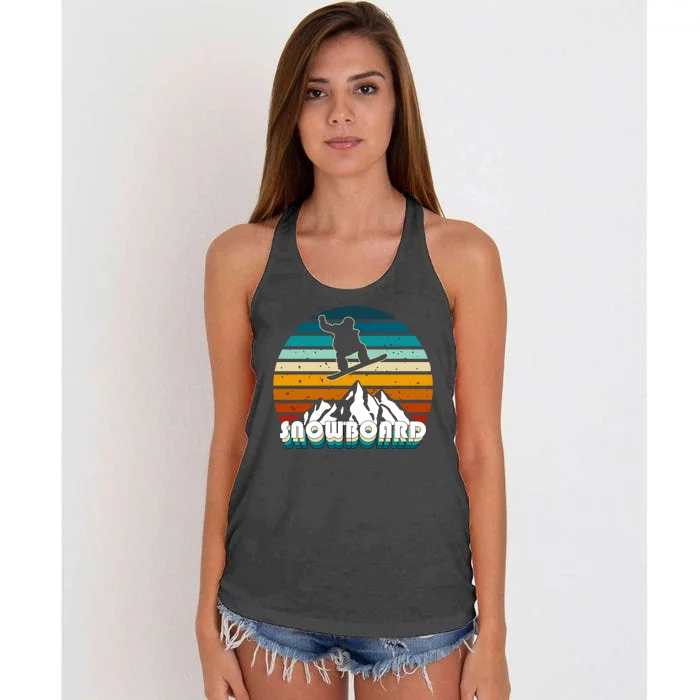 Snowboard Retro Sunset Women's Knotted Racerback Tank