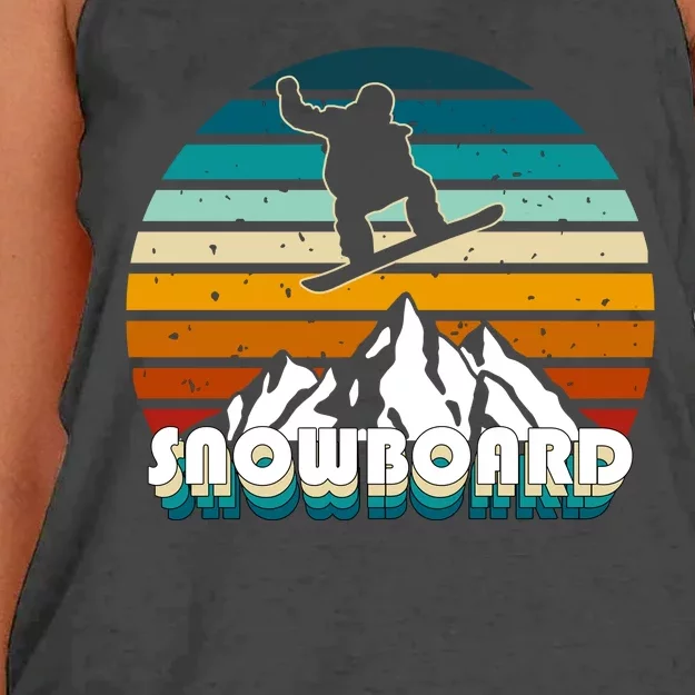 Snowboard Retro Sunset Women's Knotted Racerback Tank