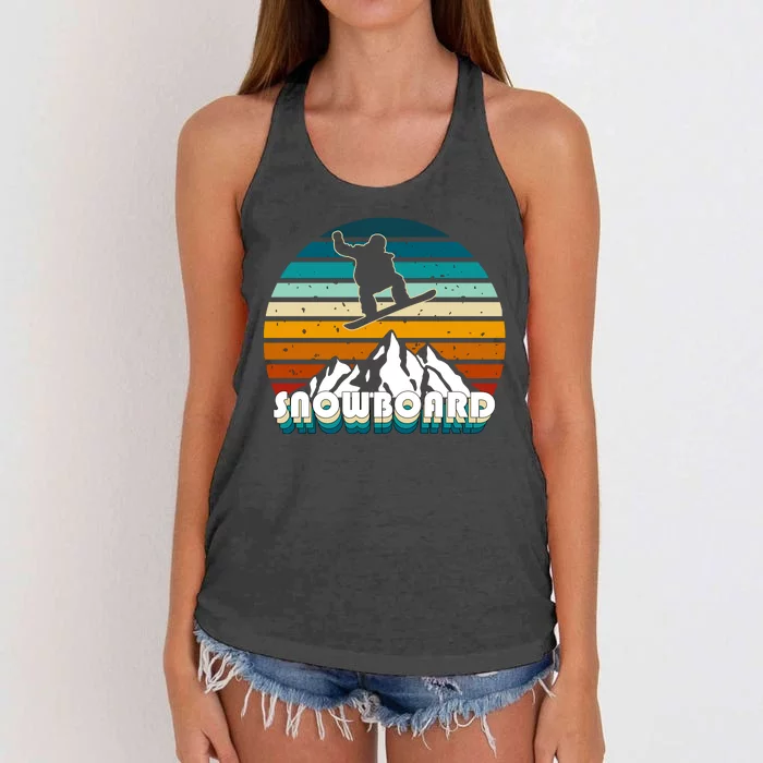 Snowboard Retro Sunset Women's Knotted Racerback Tank