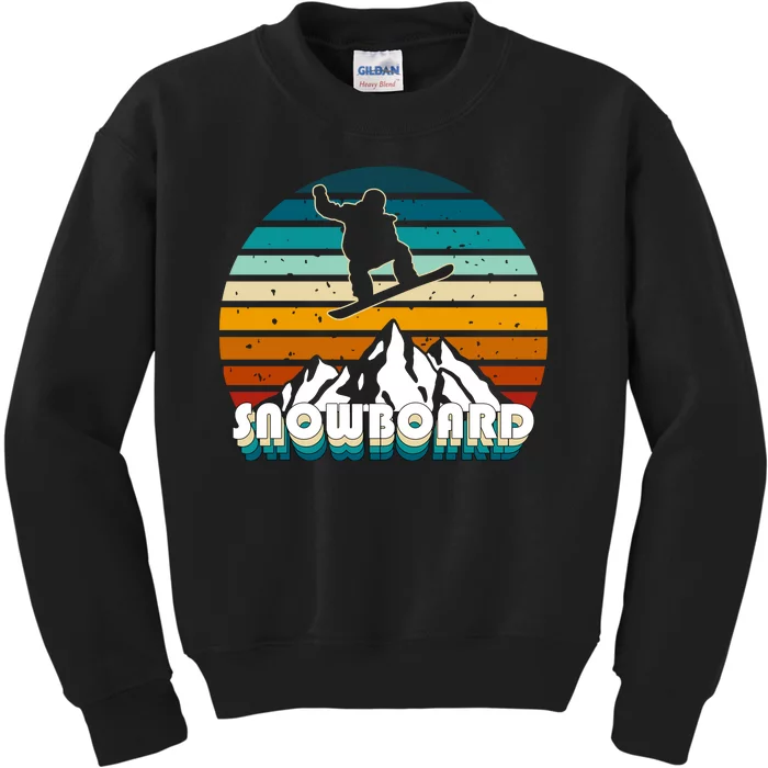 Snowboard Retro Sunset Kids Sweatshirt