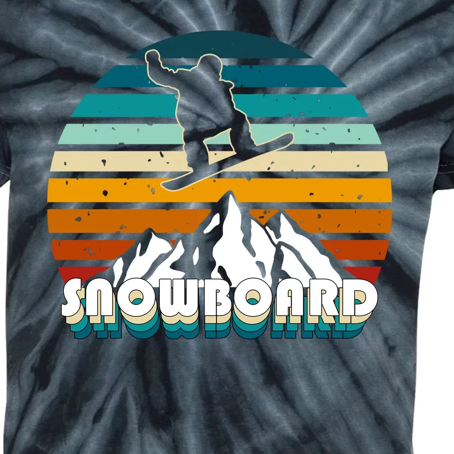 Snowboard Retro Sunset Kids Tie-Dye T-Shirt