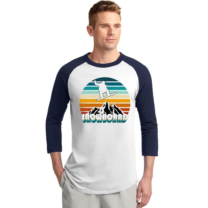 Snowboard Retro Sunset Baseball Sleeve Shirt