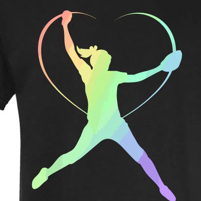 Soft Rainbow Softball Gifts For Teen Girl Pitcher Patterned Garment-Dyed Heavyweight T-Shirt