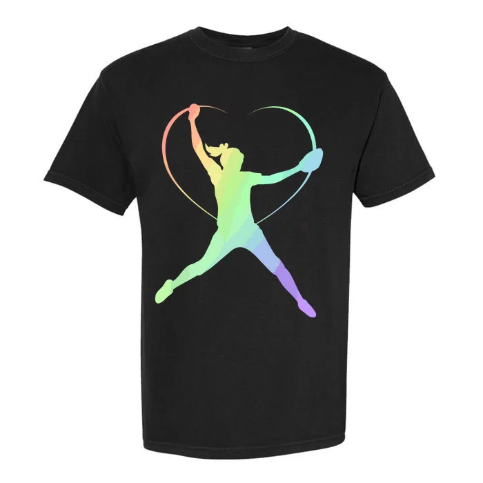 Soft Rainbow Softball Gifts For Teen Girl Pitcher Patterned Garment-Dyed Heavyweight T-Shirt