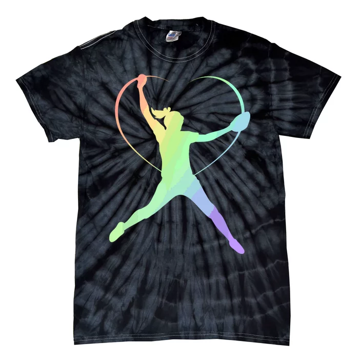 Soft Rainbow Softball Gifts For Teen Girl Pitcher Patterned Tie-Dye T-Shirt