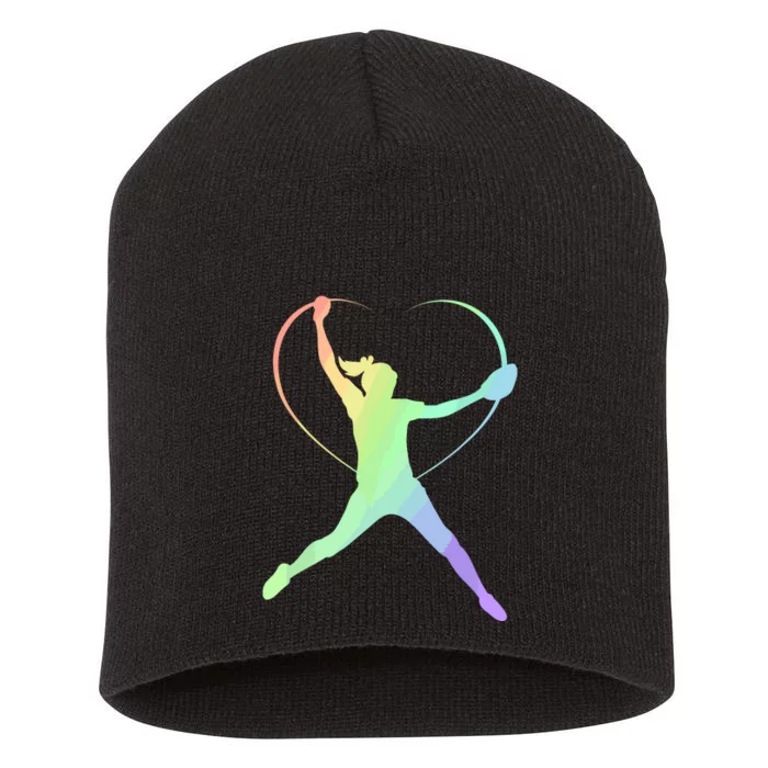 Soft Rainbow Softball Gifts For Teen Girl Pitcher Patterned Short Acrylic Beanie