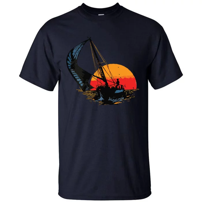 Sailing Retro Sailor Ship Sailboat Vintage Wingsail Tall T-Shirt