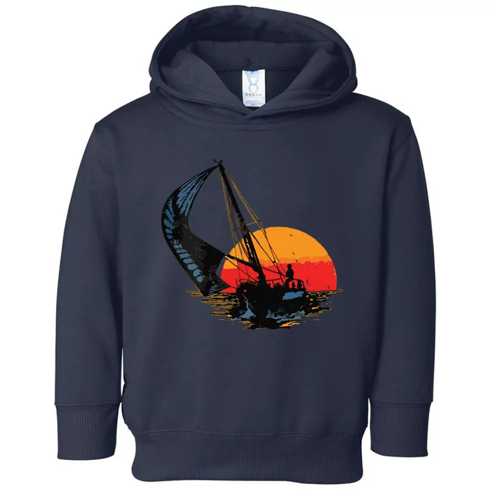 Sailing Retro Sailor Ship Sailboat Vintage Wingsail Toddler Hoodie