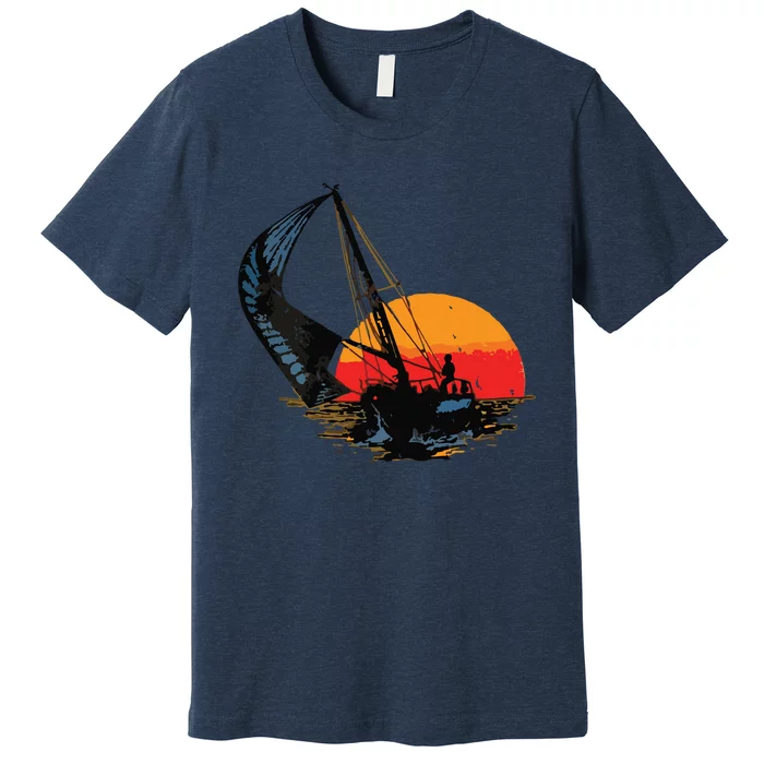 Sailing Retro Sailor Ship Sailboat Vintage Wingsail Premium T-Shirt