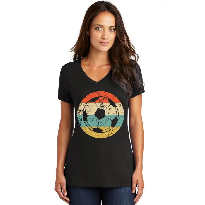 Soccer Retro Soccer Ball Women's V-Neck T-Shirt