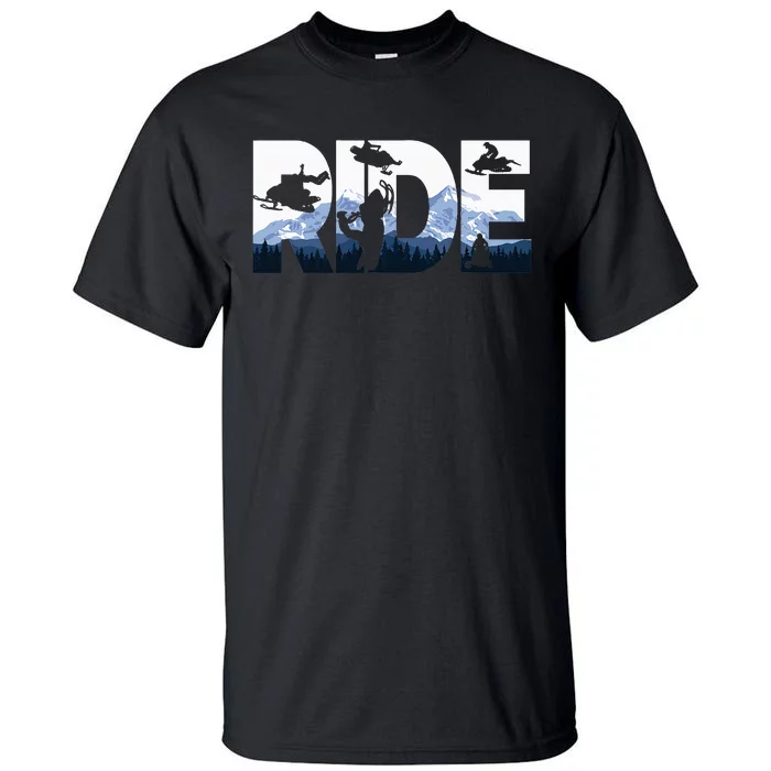 Snowmobile Ride Snow Mountain Snowmobiling Winter Sport Tall T-Shirt