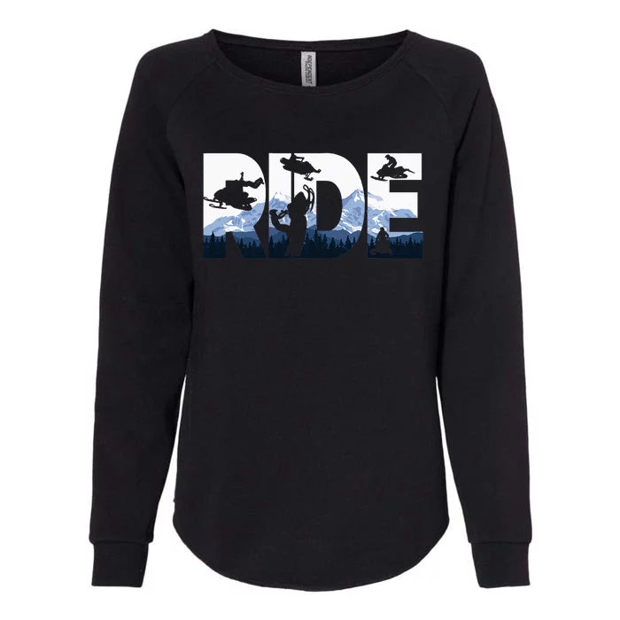 Snowmobile Ride Snow Mountain Snowmobiling Winter Sport Womens California Wash Sweatshirt