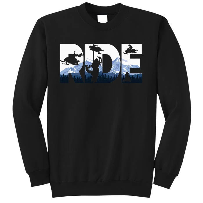 Snowmobile Ride Snow Mountain Snowmobiling Winter Sport Tall Sweatshirt