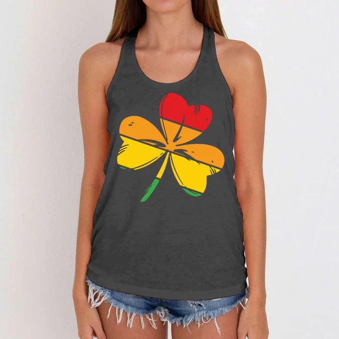 Shamrock Retro St Patricks Day Women's Knotted Racerback Tank