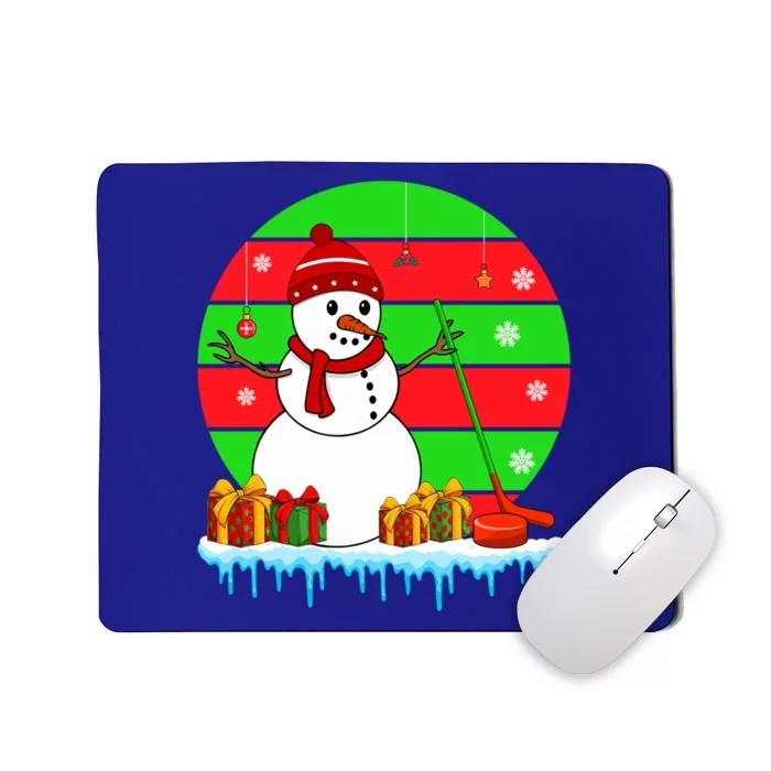 Sunset Retro Santa Ice Hockey Balls Christmas Symbols Player Funny Gift Mousepad