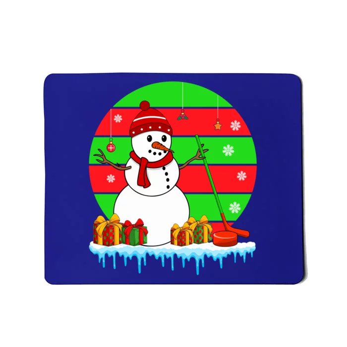 Sunset Retro Santa Ice Hockey Balls Christmas Symbols Player Funny Gift Mousepad