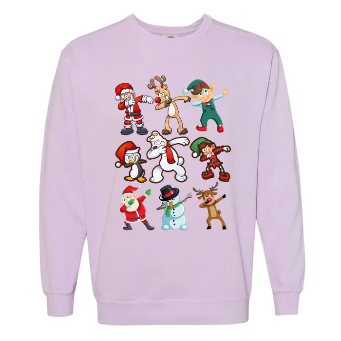 Santa Reindeer Snow Elves And Christmas Crew Gift Garment-Dyed Sweatshirt