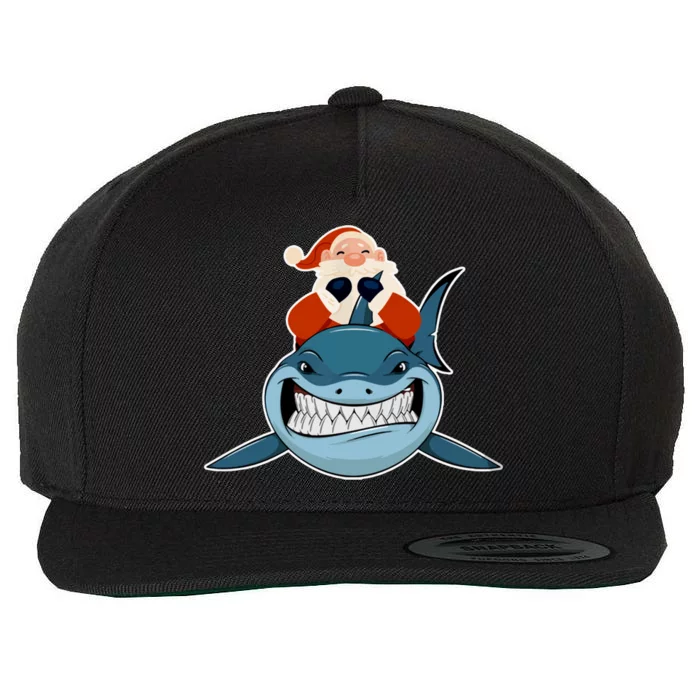 Santa Riding Shark Christmas Shark Wool Snapback Cap