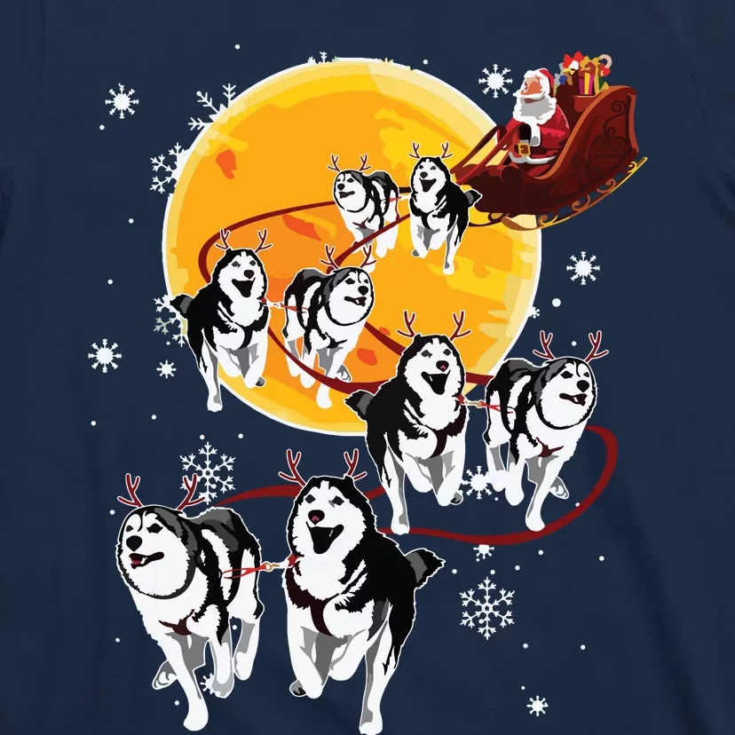 Santa Ride Sleigh Siberian Husky Christmas Dog Lover Gift T-Shirt