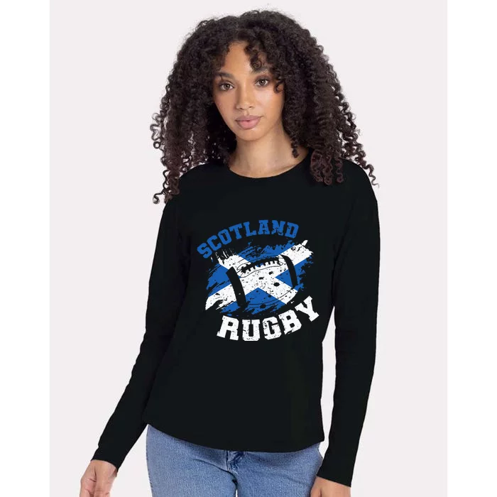 Scotland Rugby Scottish Scotland Flag Womens Cotton Relaxed Long Sleeve T-Shirt