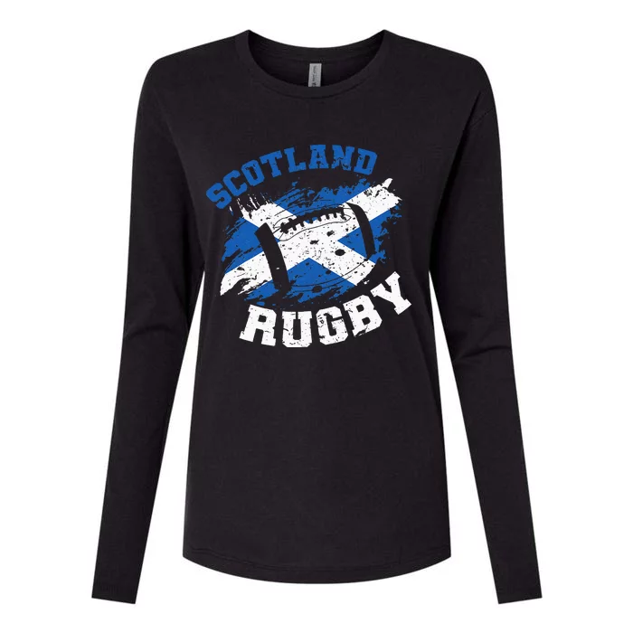 Scotland Rugby Scottish Scotland Flag Womens Cotton Relaxed Long Sleeve T-Shirt