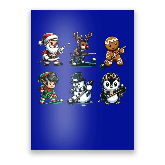 Santa Reindeer Snow Elf Pool Billiard Christmas Cool Gift Poster