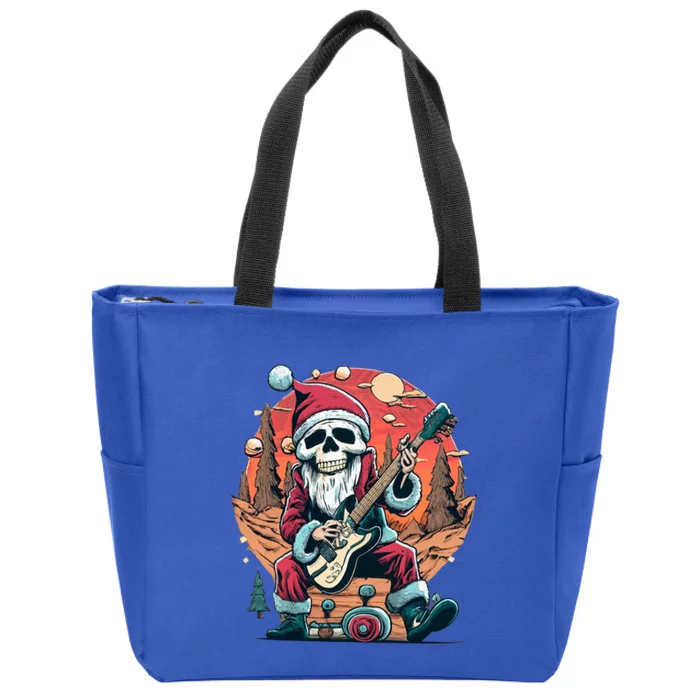 Skeleton Rocker Santa Halloween Vintage Retro Design Gift Zip Tote Bag