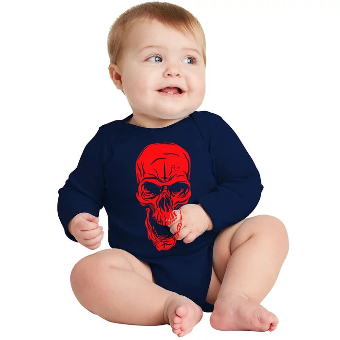 Scary Red Skull Angry Skeleton Baby Long Sleeve Bodysuit