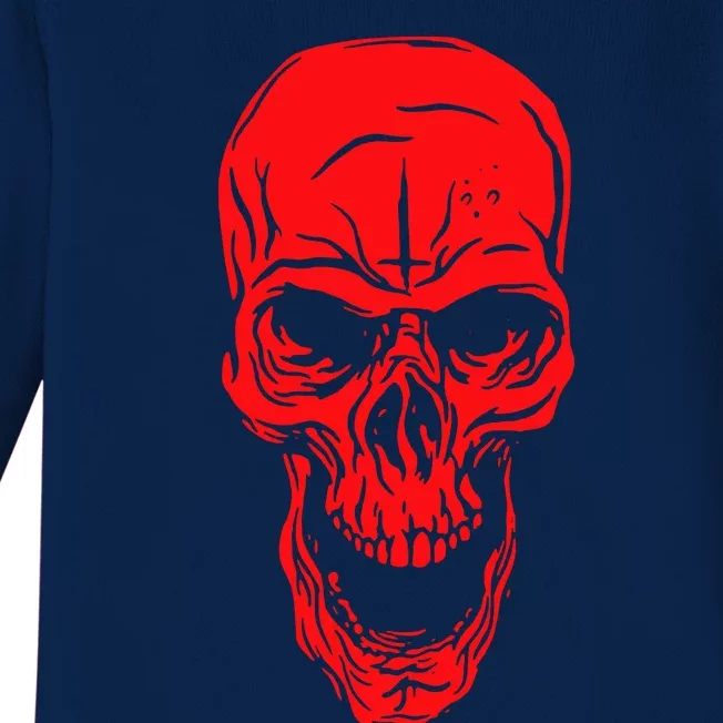 Scary Red Skull Angry Skeleton Baby Long Sleeve Bodysuit