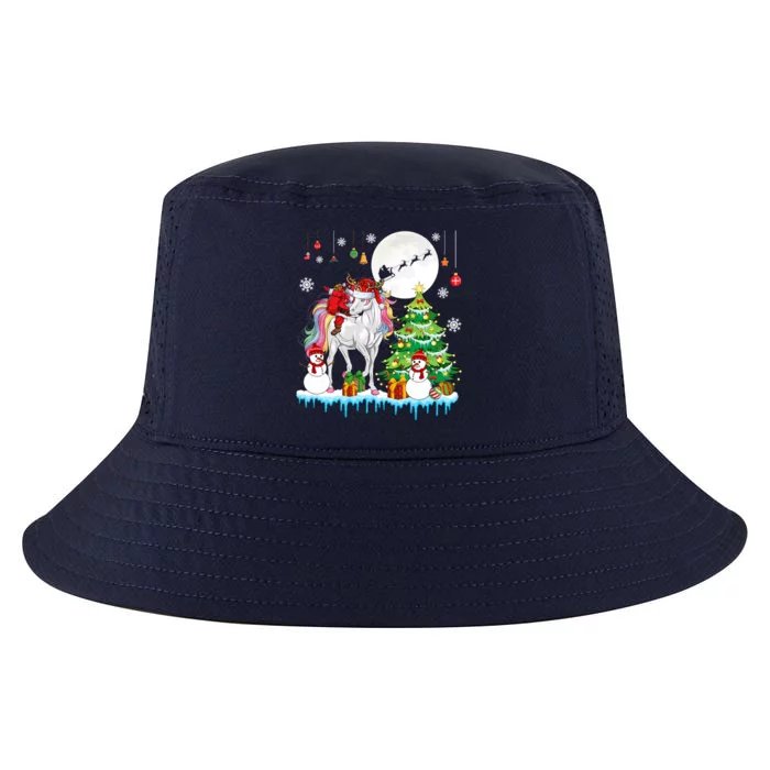 Santa Riding Santa Reindeer Unicorn Xmas Zoo Animal Lover Gift Cool Comfort Performance Bucket Hat