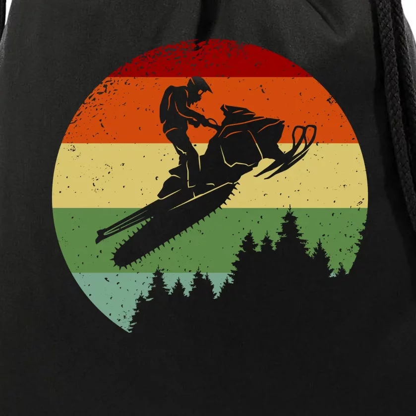 Snowmobile Retro Drawstring Bag