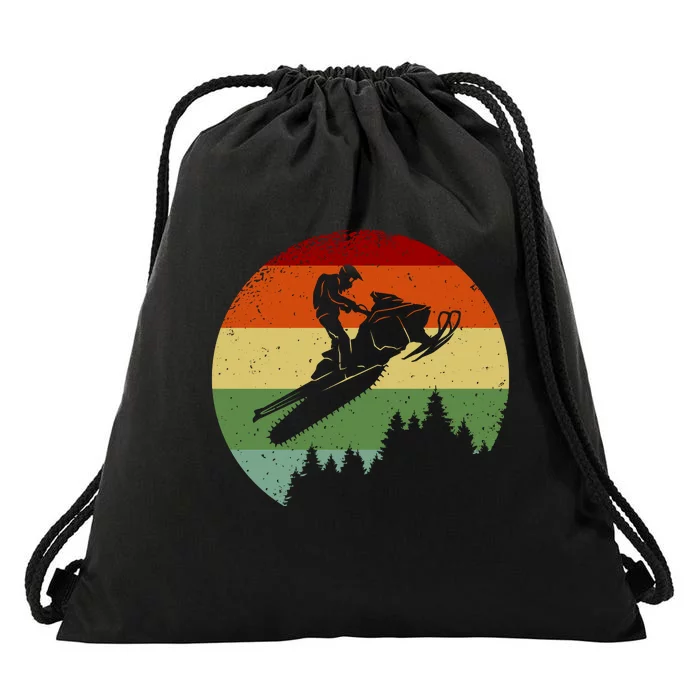 Snowmobile Retro Drawstring Bag