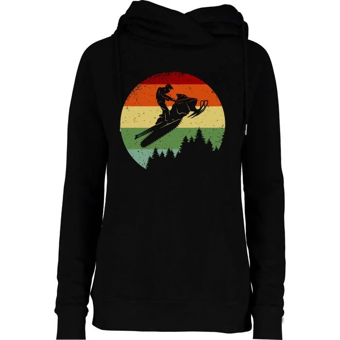 Snowmobile Retro Womens Funnel Neck Pullover Hood