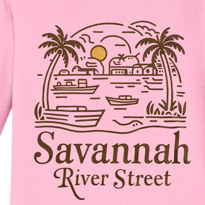 Savannah River Street Georgia Souvenir Baby Long Sleeve Bodysuit