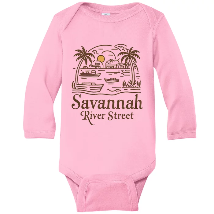 Savannah River Street Georgia Souvenir Baby Long Sleeve Bodysuit