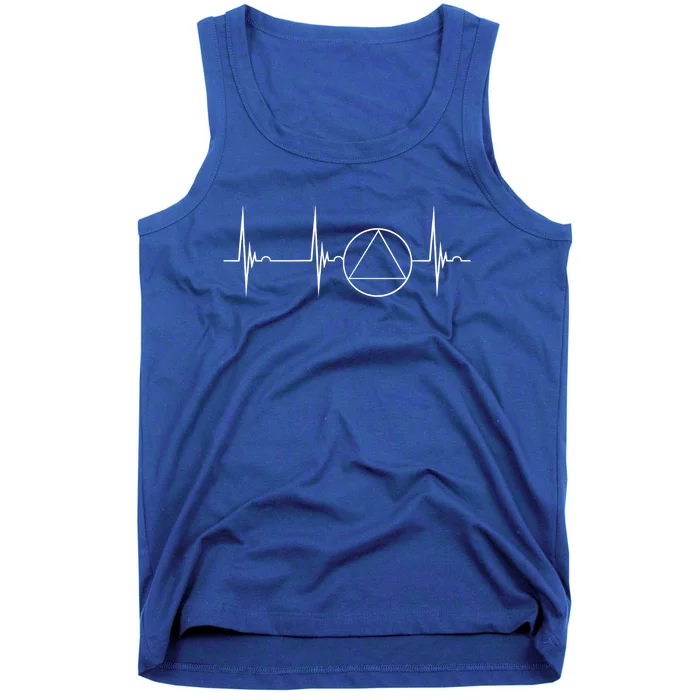 Sober Recover Sobriety Heartbeat Ekg Pulse Abstinence Cute Gift Tank Top