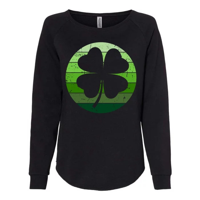 Shamrock Retro Sunset Lucky Leaf Womens California Wash Sweatshirt