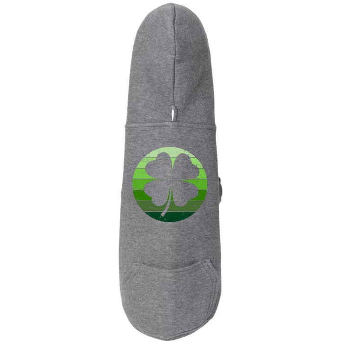 Shamrock Retro Sunset Lucky Leaf Doggie 3-End Fleece Hoodie