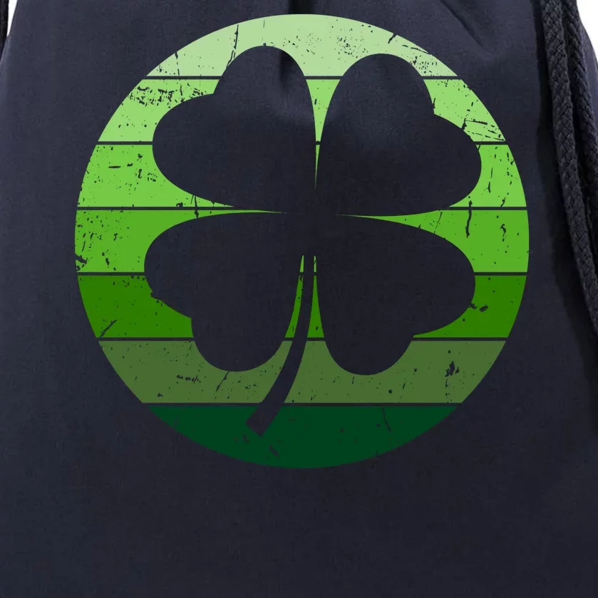 Shamrock Retro Sunset Lucky Leaf Drawstring Bag