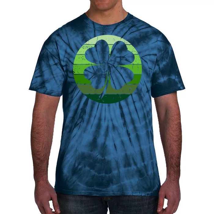 Shamrock Retro Sunset Lucky Leaf Tie-Dye T-Shirt