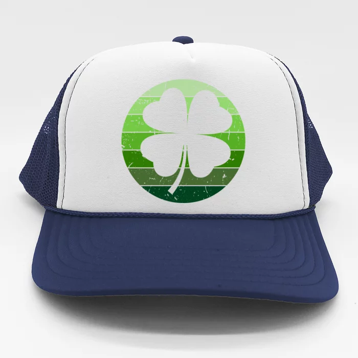 Shamrock Retro Sunset Lucky Leaf Trucker Hat